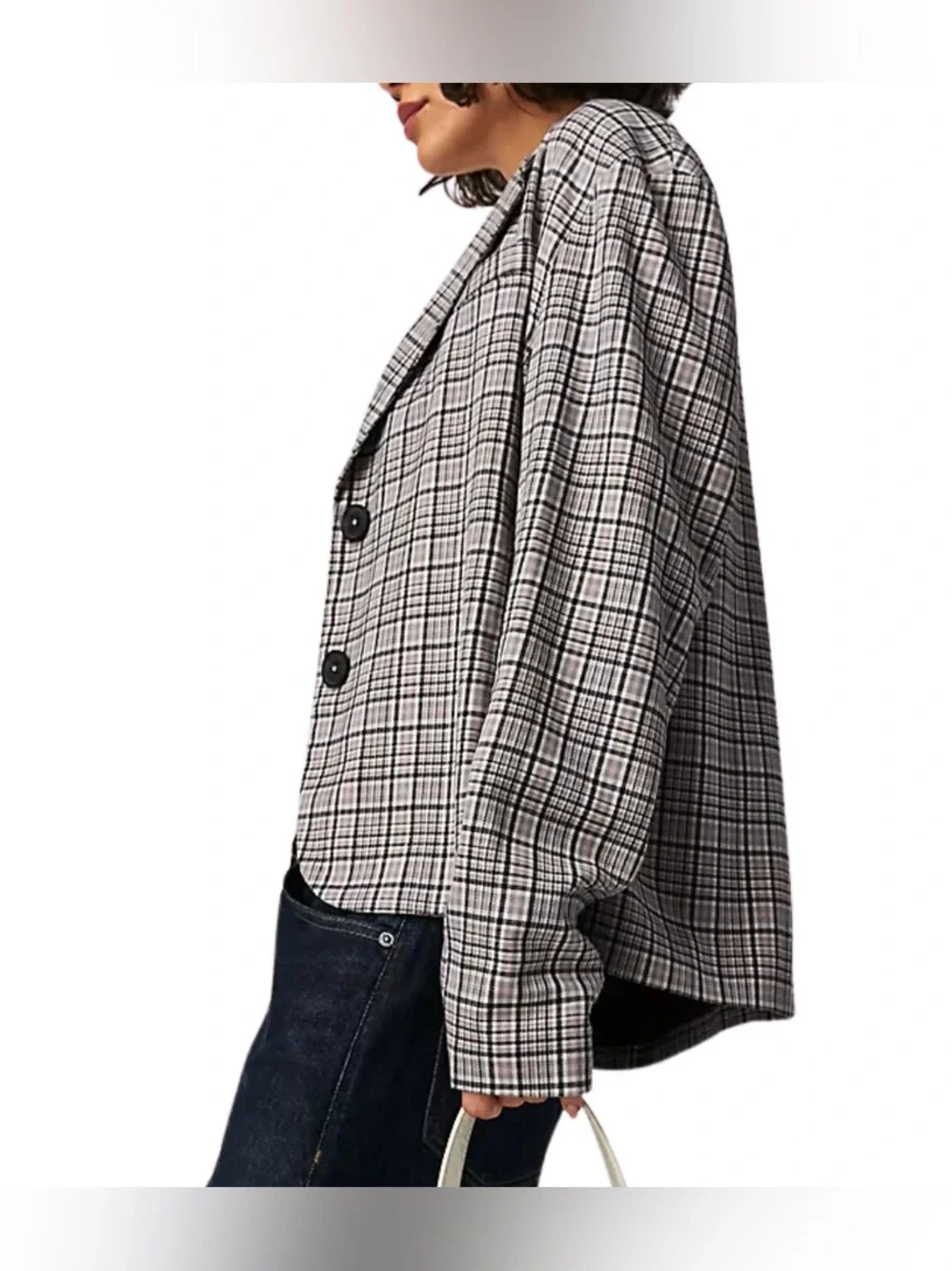 NWT Free People We The Free Cali Plaid Blazer Dust Combo Size XL